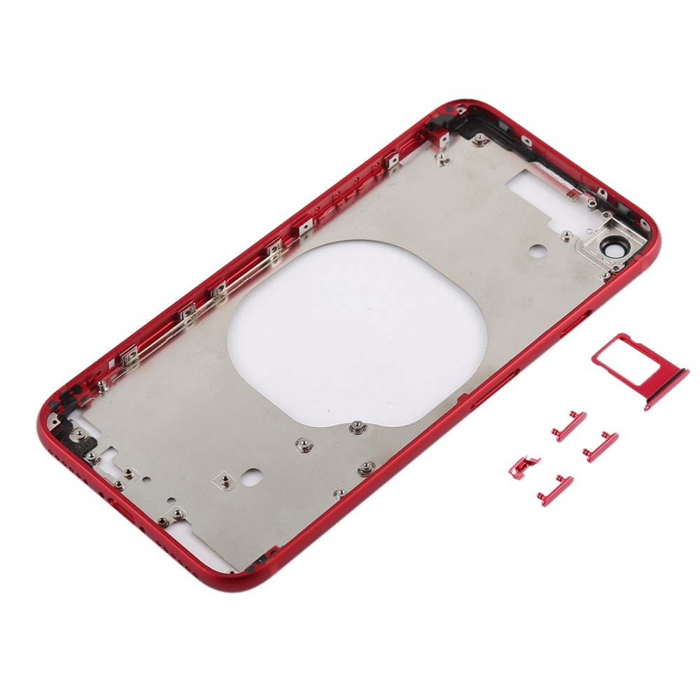 Transparent Back Cover with Camera Lens & SIM Card Tray & Side Keys for iPhone 8 (Red) iPhone Replacement Parts Apple iPhone 8